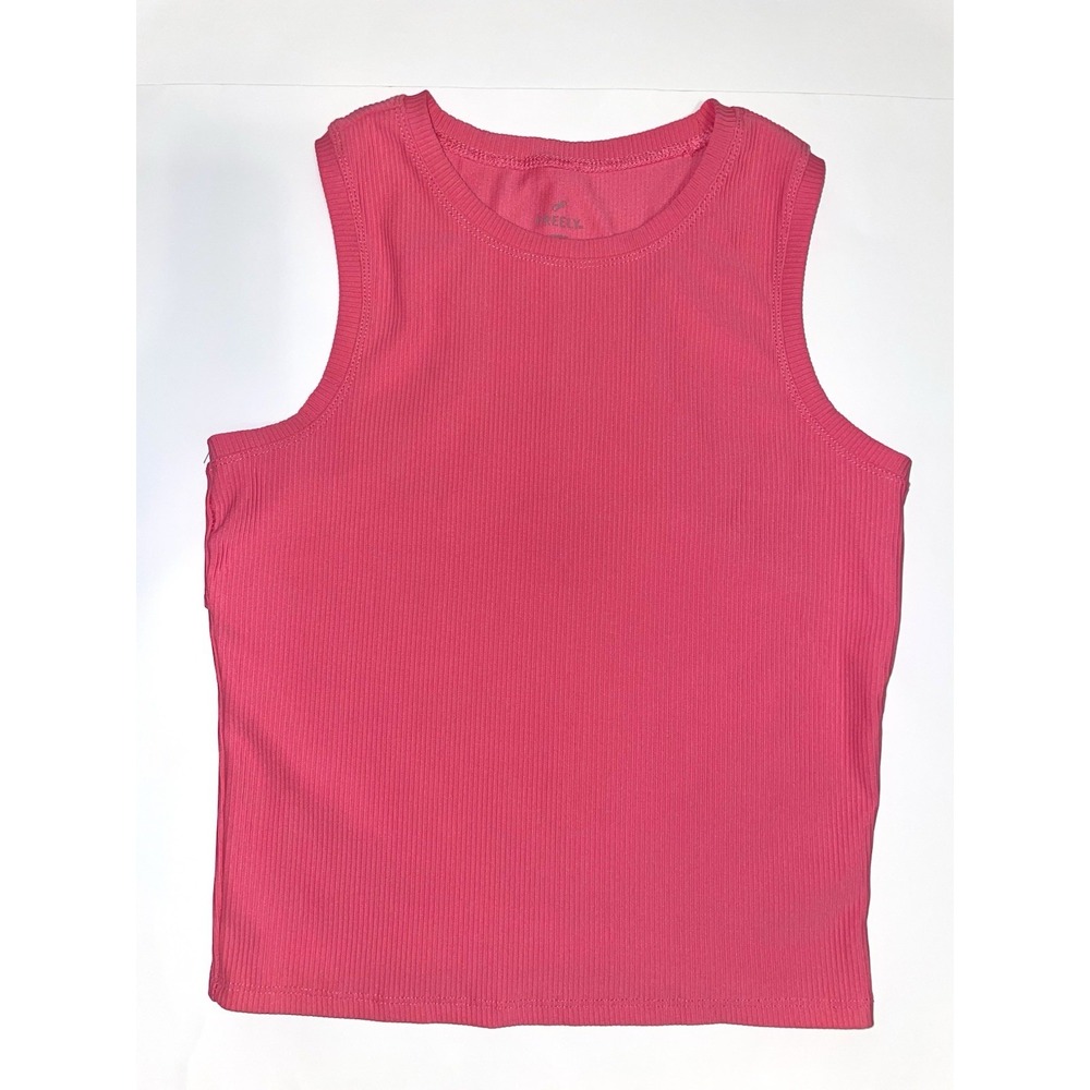 Pink Ribbed Cropped Tank Top